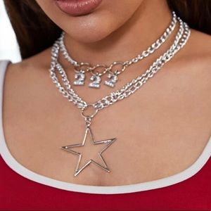 2 PCS Number & Star chain charm necklace✨😍